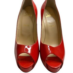 Christian Louboutin Red Peep Toe Pumps,